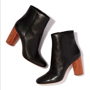 Loeffler Randall Black Leather Booties with Tan Heel
